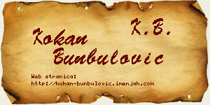 Kokan Bunbulović vizit kartica